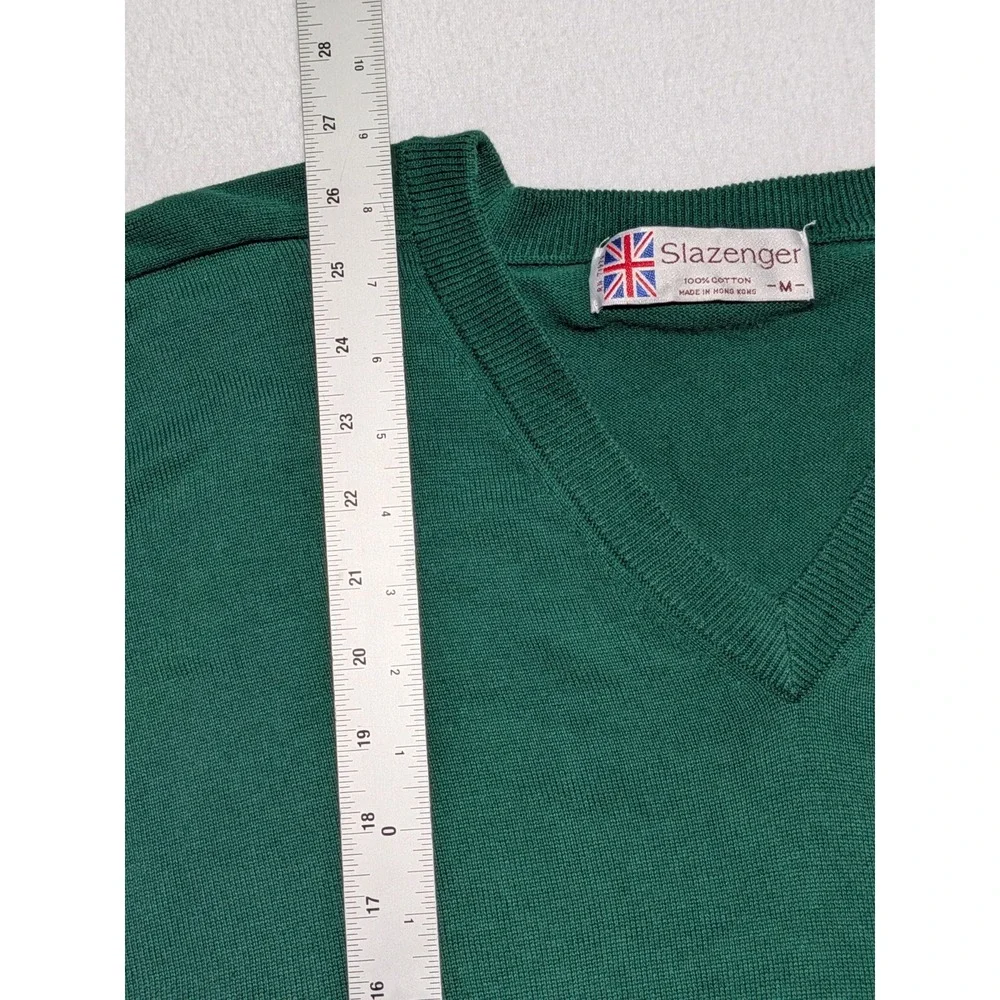 VTG‎ Slazenger V Neck Golf Sweater Green Cotton Rochester Country Club Medium